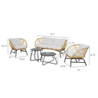 Ensemble de terrasse en rotin tressé GRANDPATIO de 5 pièces avec causeuse