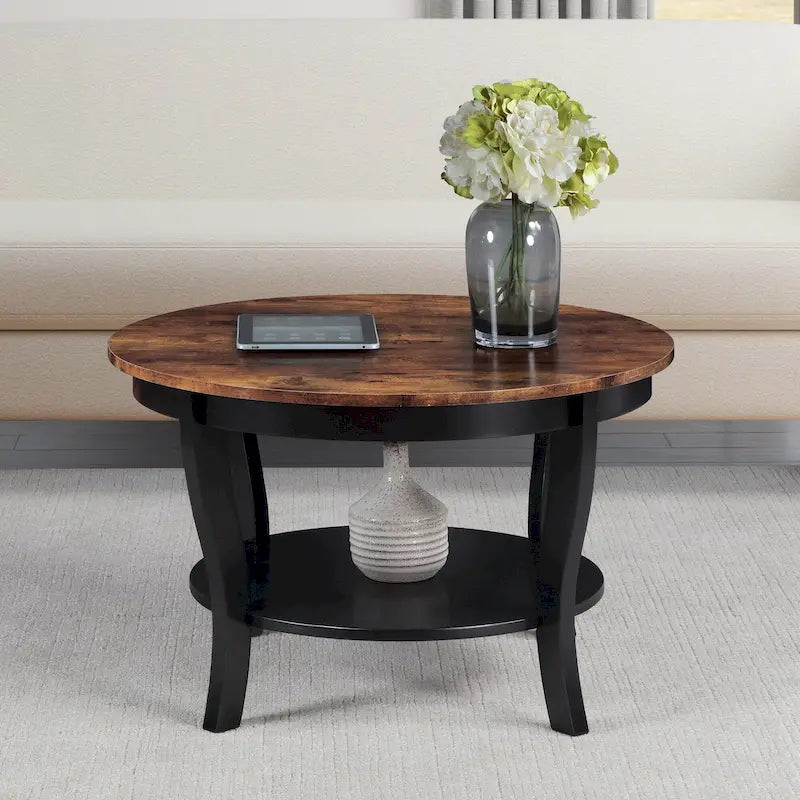 Convenience Concepts American Heritage Round Coffee Table with Shelf