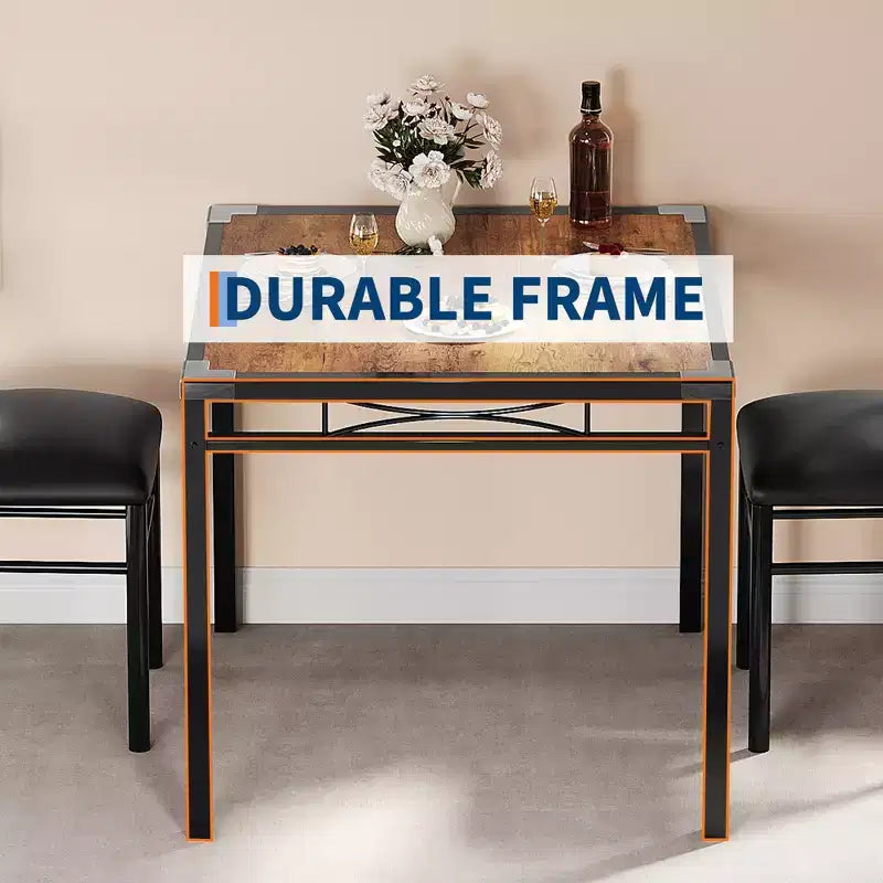 Ensemble de table à manger pour 4 personnes avec 4 chaises rembourrées, ensemble de table de cuisine en bois de 5 pièces avec protection d’angle pour cuisine, appartement ou petit espace