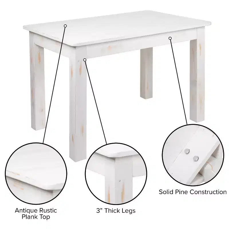 Table de salle à manger de ferme rectangulaire en pin massif Flash Furniture, 46 x 30