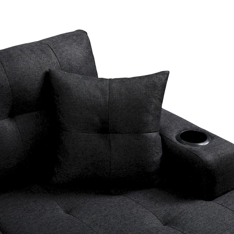 Ecksofa für das Wohnzimmer mit L-förmiger Chaiselongue und Getränkehalter
