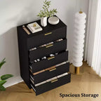 White / Marble & Wood 5-Drawer Dresser ?C Fluted Panel, for 1 Person Use
