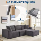 Canapé moderne 108, canapé 3 places rembourré en L avec coussins, assise profonde, aucun assemblage requis