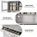 Meuble garde-manger de cuisine avec support pour micro-ondes, vaisselier avec buffet et étagères réglables, pour la cuisine et la salle à manger