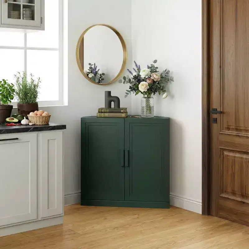 Dovelina Corner Cabinet with Adjustable Shelves Sideboard Buffet Wine Cabinet Kitchen and Dining Cabinet with Wood Doors - 31H x 31W, 36H x 31W