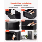 Armoire de rangement métallique VEVOR, armoire de garage en acier verrouillable de 68,9 pouces avec 4 étagères réglables, 2 portes magnétiques, 2 clés et 5 niveaux de rangement pour outils, noire