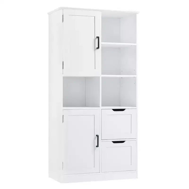 Meuble de rangement de salle de bains de 62 po de haut, autoportant avec tiroir et étagère réglable, meuble garde-manger pour salle de bains et salon