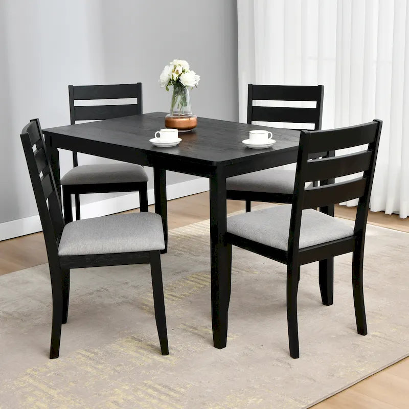 Ensemble de 4 chaises de salle à manger en bois avec dossier à barreaux