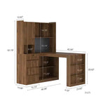 117-cm-Eckschreibtisch in L-Form mit Bücherregal und Schubladen
