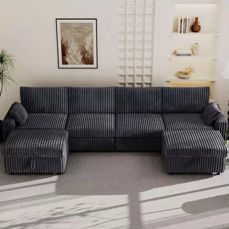 Canapé sectionnel modulaire en velours côtelé Dyonery avec housses lavables