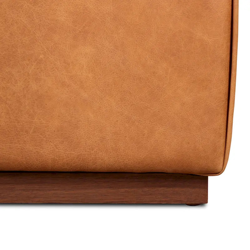Pouf Poly & Bark Jarmo avec table en noyer réglable – véritable cuir italien pleine fleur