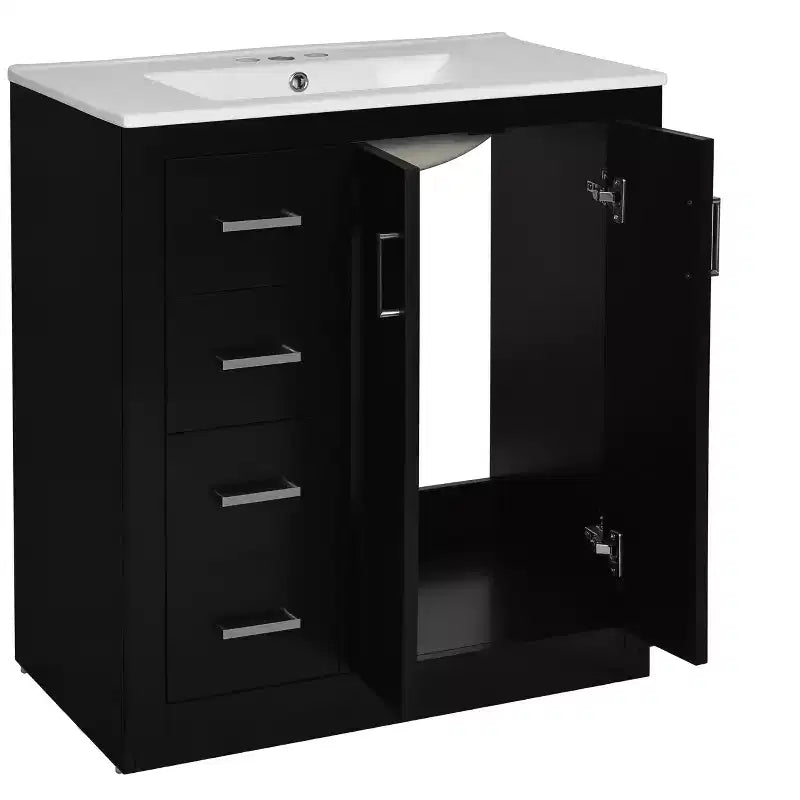 30 Einzelwaschbecken-Badezimmerwaschtisch mit Unterschrank und 3 Schubladen - Schwarz / Blau / Grün / Indigo / Weiß