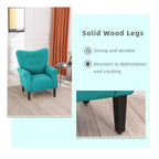 Erommy moderne accentstoel, fauteuil met hoge rugleuning, gestoffeerde stoffen fauteuil met knopen en houten poten voor de woonkamer