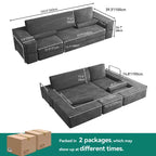 Canapé modulable Cloud convertible, confortable, en velours côtelé, avec assise profonde et coussins hauts, montage facile