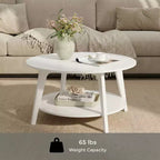 Honingbruine ronde salontafel met 2 opbergniveaus, 31,5 x 17,7 inch, ideaal voor de woonkamer