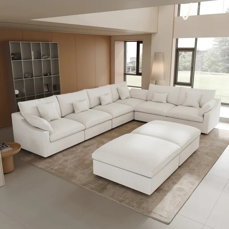 Large Linen Corner Sectional Sofa Couch for Living Room Set