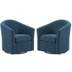Ensemble de 2 fauteuils tonneau pivotants modernes rembourrés, fauteuils d’appoint pour salon