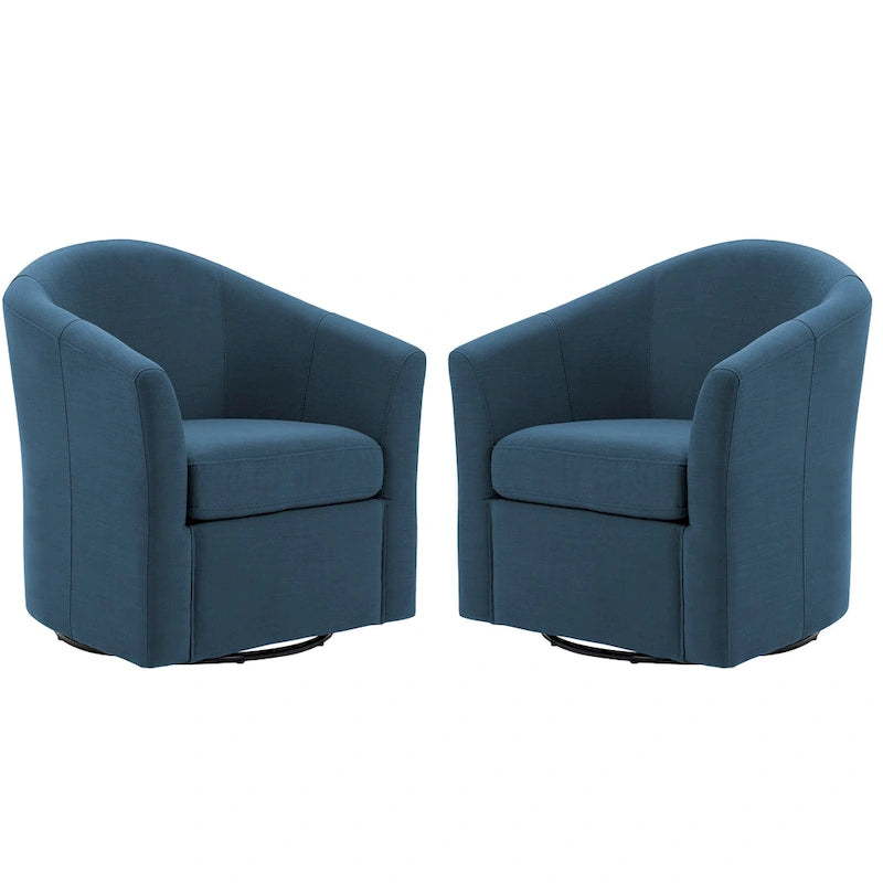 Ensemble de 2 fauteuils tonneau pivotants modernes rembourrés, fauteuils d’appoint pour salon