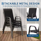 Chaises de patio, ensemble de 4 ou 6 chaises de salle à manger d’extérieur empilables, légères et résistantes à toutes les intempéries, en textilène, avec accoudoirs, pour jardin et terrasse de piscine