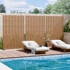 MAYEERTY Brick 01 bruine scheidingswand van gegalvaniseerd staal, 72x47x16, privacy-scherm met 6 panelen, dubbelzijdig en roestbestendig