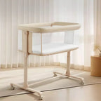 Babywiegje met wielen ??Beige / Grijs / Roze, aanschuifwiegje, voor 1 baby
