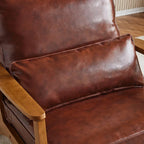 Polster-Sessel aus Leinenmischgewebe mit Holzbeinen und einem Kissen, Beige