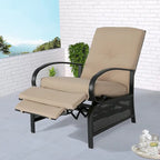 Fauteuil inclinable réglable de salon pour extérieur avec coussin - 38 (P) x 26.5 (L) x 38.5 (H) POUCES
