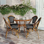 Ensemble bistro commercial intérieur/extérieur avec table et quatre chaises