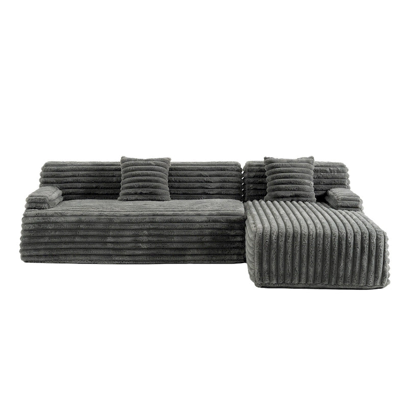 Cloud-Ecksofa, modernes Polstersofa mit 2 Zierkissen, frei kombinierbares Sofa, modulares L-förmiges Ecksofa
