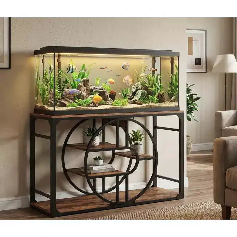 Metall-Aquarienständer für 55–75 Gallonen, belastbarer Fischbeckenständer mit Aufbewahrungsschrank, mehrstufiger Fischbeckenständer mit verstärkten Beinen, geeignet