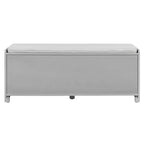 Banc de rangement rustique en bois Whisen, banc à chaussures pour entrée avec coussin amovible et étagères réglables