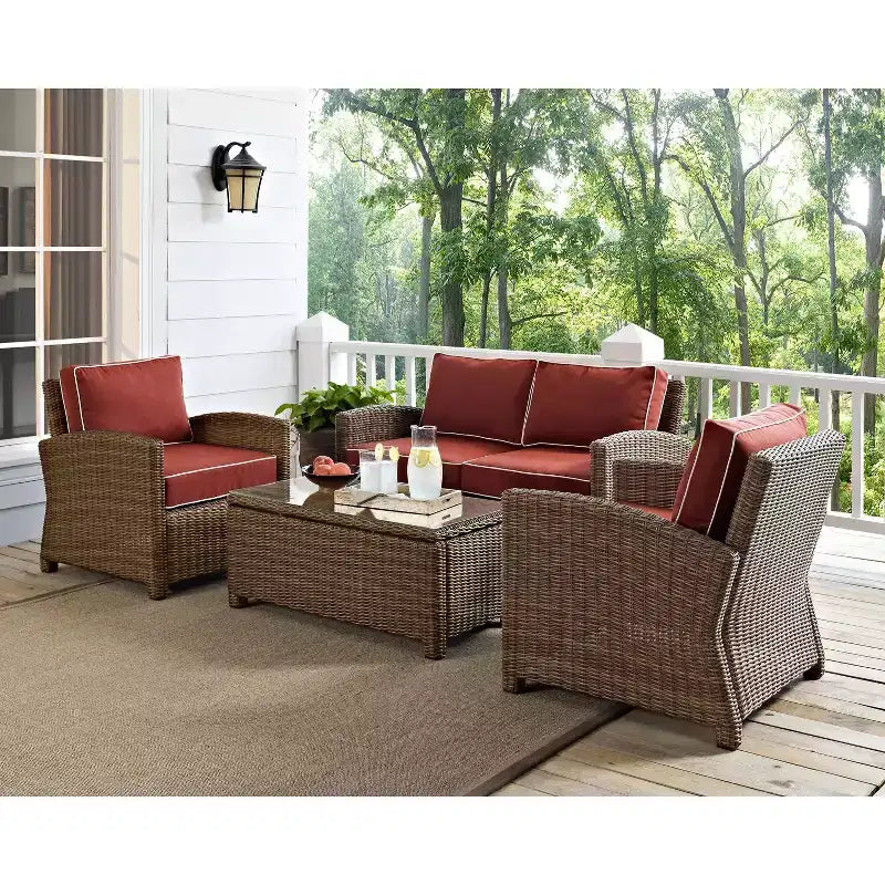 Ensemble de conversation 4 pièces Bradenton en résine tressée pour extérieur – Crosley