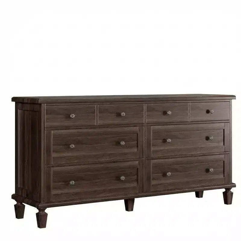 Ladekast met 8 laden voor de slaapkamer, vintage ladekast van 59 inch en tv-meubel met gebeeldhouwde handgrepen en taps toelopende poten, houten ladekast met ruime opbergruimte