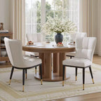 Bekrvio Dining Room Chairs Set of 6, Modern Upholstered Faux Leather Seat with High Back, Metal Legs, Armless Kitchen Chairs for Living Dinning Room