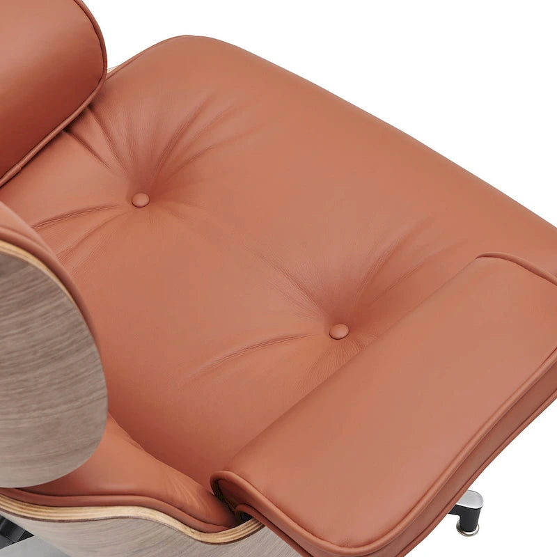 Leren loungefauteuil in mid-century-modern stijl, relaxfauteuil