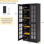 Lantine Tall Shoe Cabinet with Doors, 8-Tier Shoe Storage with Adjustable Shelves, Modern Shoe Rack Cabinet for Hallway, Closet, Living Room, White
