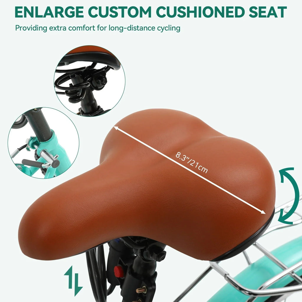 Moasis24/ 26-Zoll-Cruiser-Fahrrad mit 7 Gängen, verstellbarem Durchstieg, Pendlerfahrrad