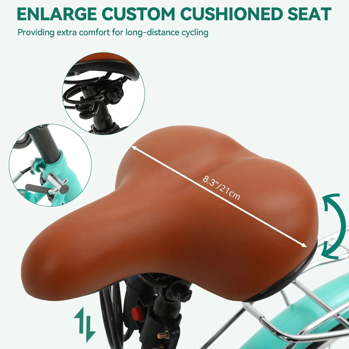 Moasis24/ 26-Zoll-Cruiser-Fahrrad mit 7 Gängen, verstellbarem Durchstieg, Pendlerfahrrad