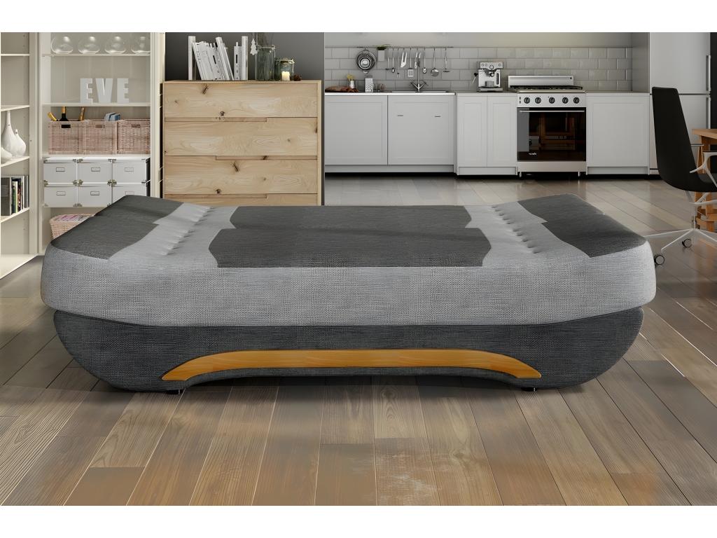Canap?? 3 places convertible et espace de rangement - bicolore anthracite / rouge - en tissu de qualit?? EWIN