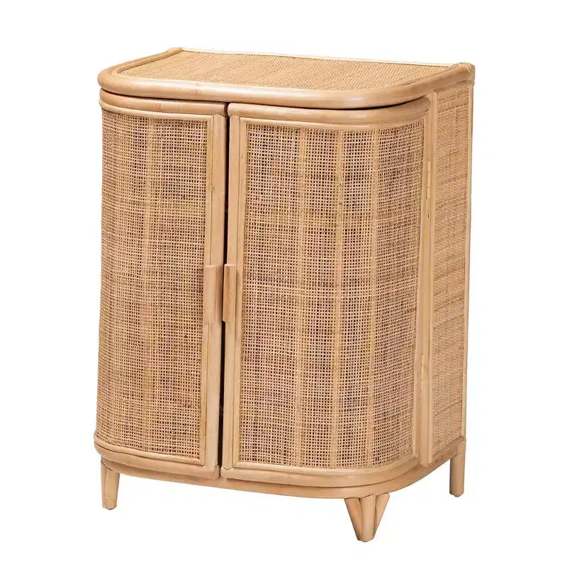 Meuble de rangement en rotin naturel bali & pari Yanka Natural : fabriqué à la main, 2 étagères, design bohème