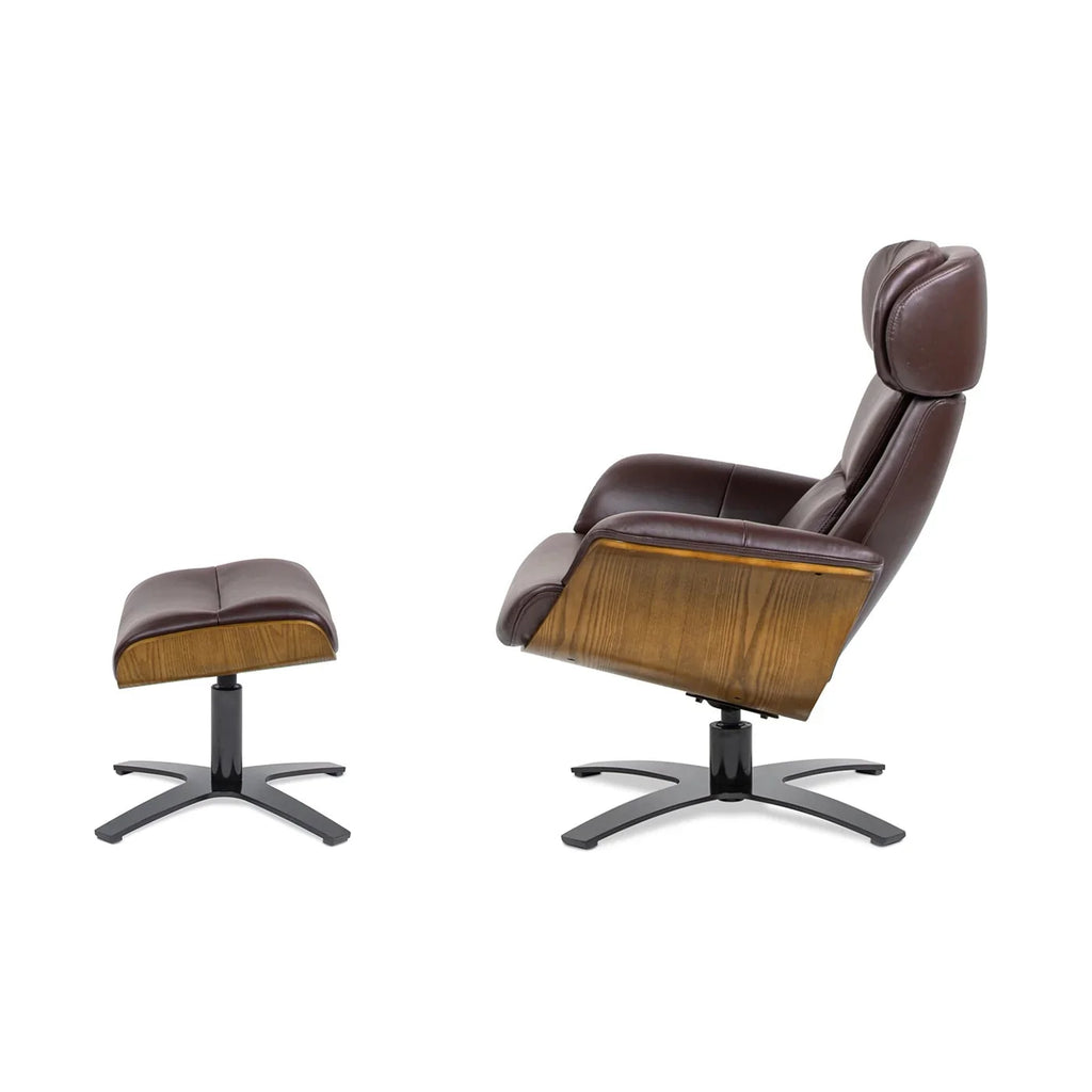 Jovan 31,5 Zoll Relaxsessel aus echtem Leder mit Hocker