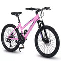 Okak 24/26-Zoll-Mountainbike mit 21 Gängen und Scheibenbremsen an Vorder- und Hinterrad, Kinderfahrrad mit 100-mm-Federgabel, Dirtbike für Jugendliche und Frauen