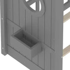 Floor House Bed with Built-In Storage Shelves & Slatted Roof