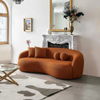 Blaine luxuriöses modernes Sofa im Japandi-Stil aus Bouclé-Stoff mit geschwungener Form