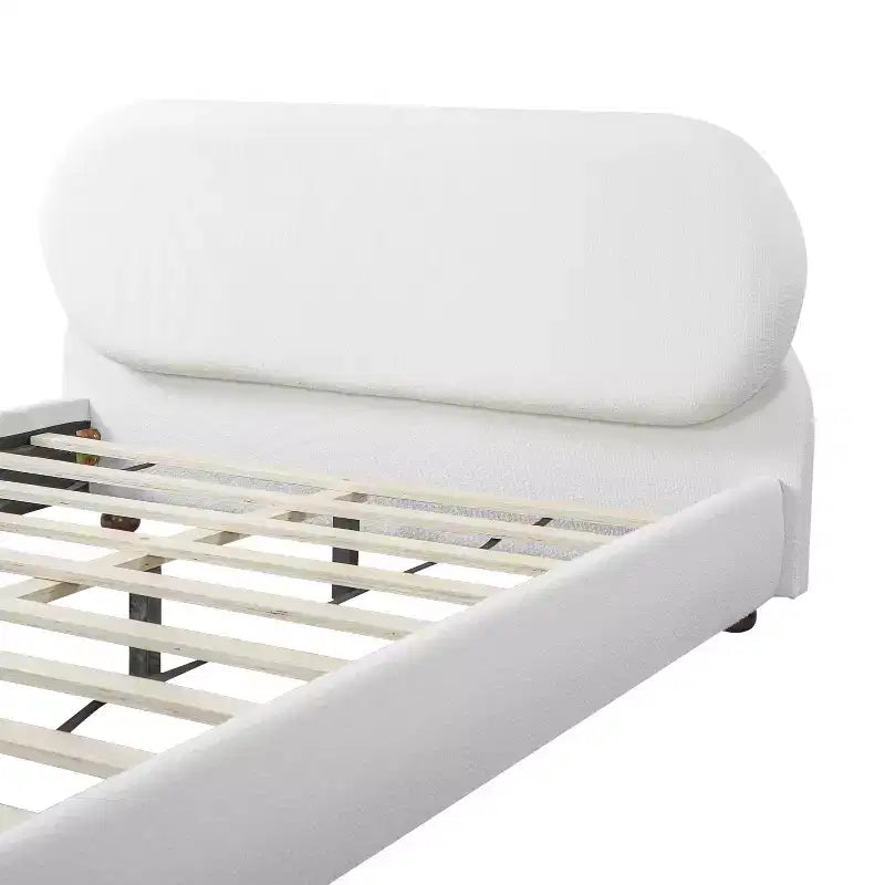 Christopher Knight Home Matteo modern bed van rubberhout met bouclébekleding