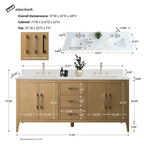 Vanity Art 72 badkamermeubel met dubbele wastafel en blad van composietmarmer