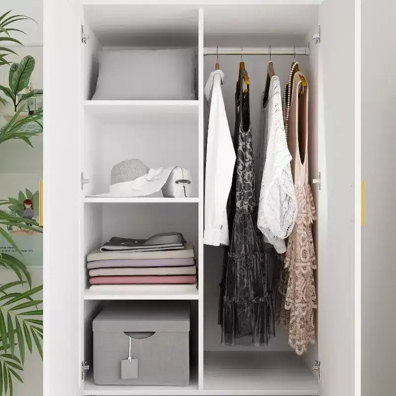 Hitow Kleiderschrank mit Doppelschublade, Spiegeltüren und zoniertem Stauraum