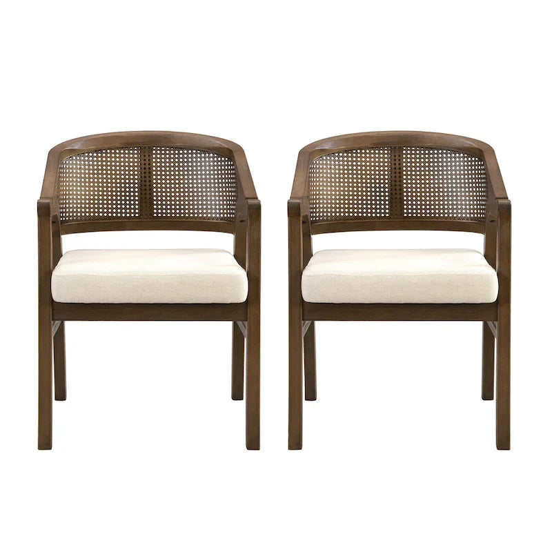 Christopher Knight Home – Chaise de salle à manger rembourrée en cannage (lot de 2)