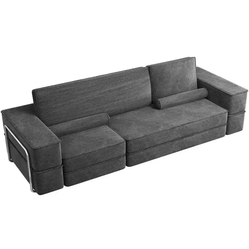Canapé modulable Cloud convertible, confortable, en velours côtelé, avec assise profonde et coussins hauts, montage facile