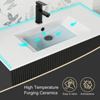 Wavy Line 30/36/48 Bathroom Vanity Set with Sink & Faucet